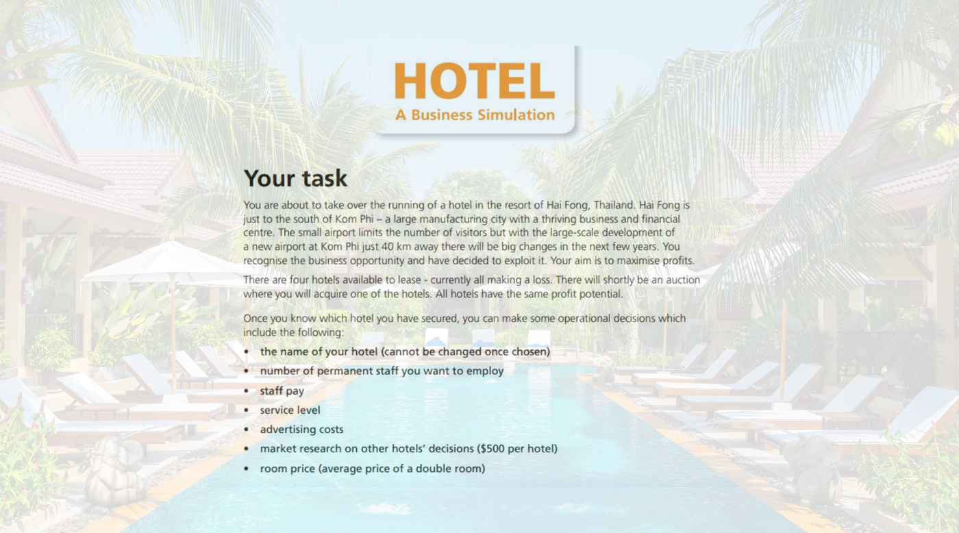 Teams bid for a hotel, then have to run it - see it live this Friday
